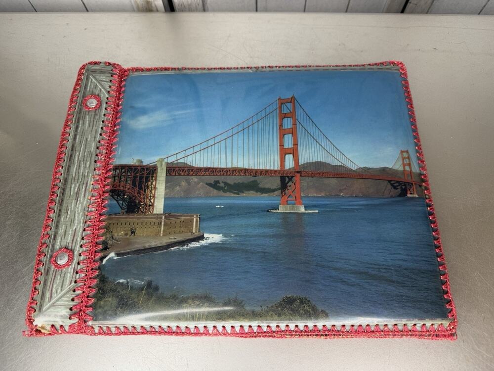 Vintage San Francisco Souvenir Photo Album Scrapbook Hand Woven 70s 80s